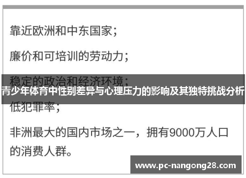 青少年体育中性别差异与心理压力的影响及其独特挑战分析